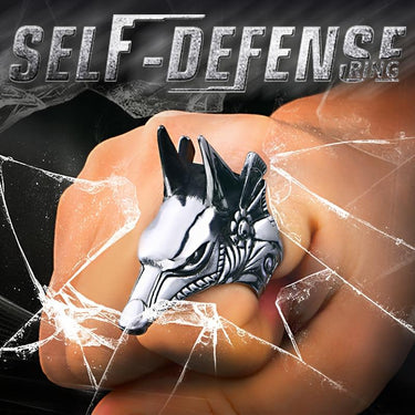 Titanium Steel Egyptian Anubis God Self Defense Ring